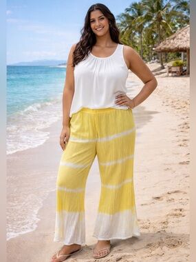 Ingear Resort Yellow Tie-Dye Cotton Pants - Size XL